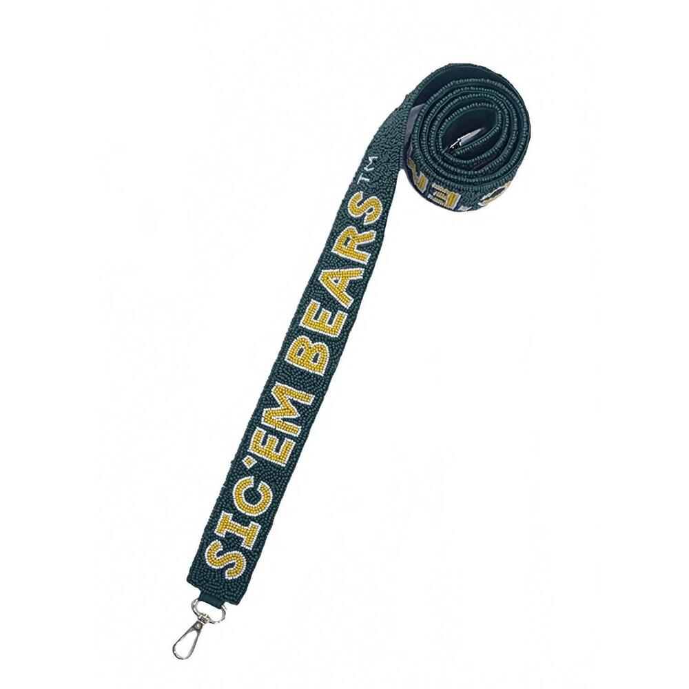 NEW LA CHIC DESIGNS women's baylor sic 'em bears tigers beaded bag strap in gree